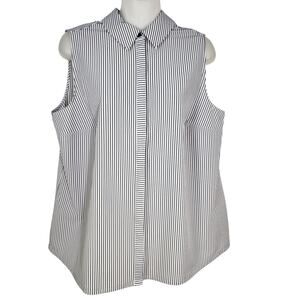 Chico's Zenergy Tank Top Womens Size 1 US 8 Neema UPF Mixed Stripe Navy Classic